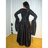 The Story of O Dress – Black Satin High Split Gown for BDSM Fetish Cosplay and Erotic Roleplay G138