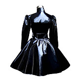 Heavy PVC High-Neck Glossy Sissy Maid Dress – Red / White / Black / Pink [G278]