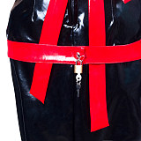 Fondcosplay Black & Red Heavy PVC Lockable Sissy Maid Dress with Heart Hood – Crossdressing Outfit [G3741]