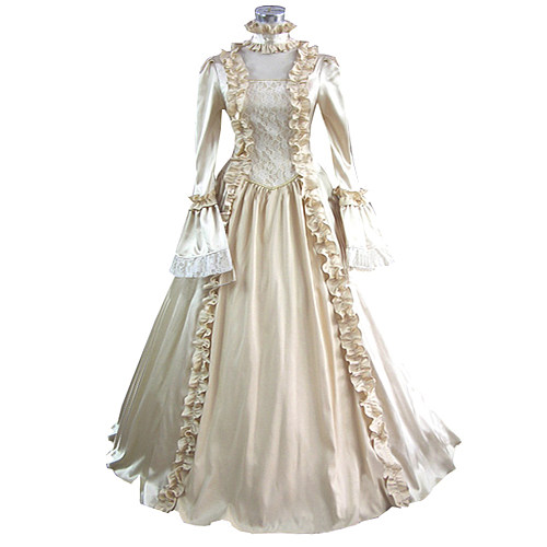 Ivory Satin Victorian Court Cosplay Gown – Historical Style Dress [CK1365]