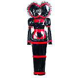 Fondcosplay Black & Red Heavy PVC Lockable Sissy Maid Dress with Heart Hood – Crossdressing Outfit [G3741]