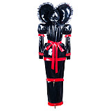 Fondcosplay Black & Red Heavy PVC Lockable Sissy Maid Dress with Heart Hood – Crossdressing Outfit [G3741]
