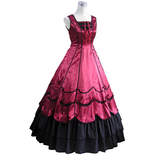 Elizabeth Midford Red and Black Victorian Satin Cosplay Dress [CK1409]