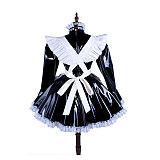 Black & White Heavy PVC Sissy Maid Dress – Lockable High-Gloss Fetish Design [G1486]