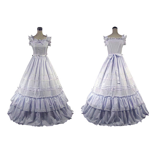 Handmade Lavender Cotton Victorian Ruffle Evening Gown – Sissy Transformation Dress [CK1437]