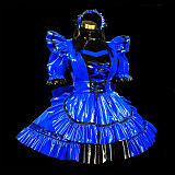 Electric Blue & Black Thin PVC Sissy Maid Dress – Lockable Design [G464]