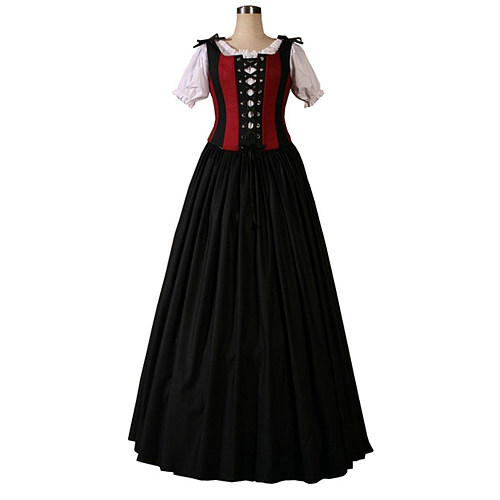 Handmade Black and Red Cotton Victorian Dress – Sissy Crossdressing Costume [CK1424]