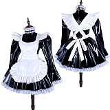 Black & White Heavy PVC Sissy Maid Dress – Lockable High-Gloss Fetish Design [G1486]