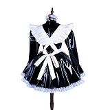 Black & White Heavy PVC Sissy Maid Dress – Lockable High-Gloss Fetish Design [G1486]