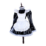 Black & White Heavy PVC Sissy Maid Dress – Lockable High-Gloss Fetish Design [G1486]