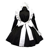 Black & White Satin Sissy Maid Dress – Lockable High-Collar Uniform Style [G406]