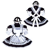 fondcosplay Black and White Satin Lockable Sissy Maid Dress with Lace Apron and Headpiece [G2256]