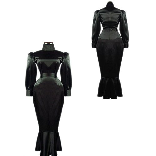 Black Satin Sissy Maid Transformation Top and Skirt Set – Lockable [G060]