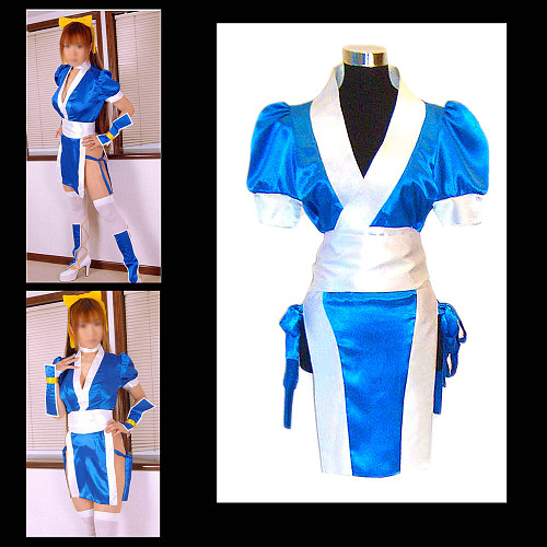 Chun-Li Cosplay Dress – Blue and White Satin Costume from Street Fighter [G040]