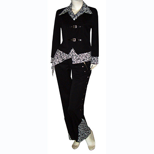 Visual Kei Black and Patterned Cotton Reita-Inspired Suit Set [G136]