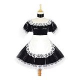 Shiny Black Thin PVC French Sissy Maid Dress with Lace Apron [G118]
