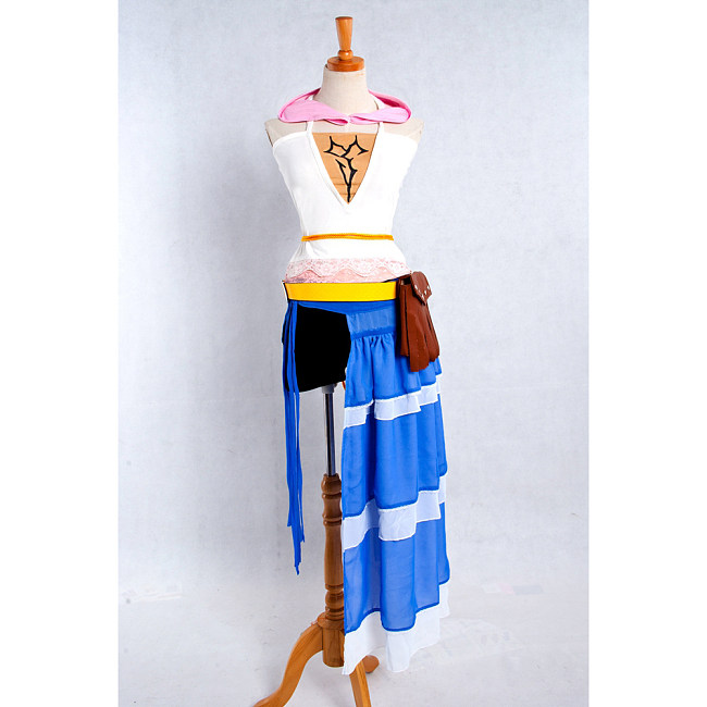 Final Fantasy Yuna Cosplay Costume – White & Blue Cotton Dress [G043]
