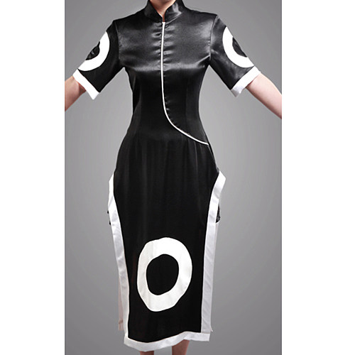 Naruto Haruno Sakura Black and White Satin Cosplay Dress [G088]