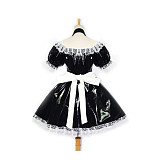 Shiny Black Thin PVC French Sissy Maid Dress with Lace Apron [G118]