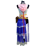 Final Fantasy Yuna Cosplay Costume – White & Blue Cotton Dress [G043]