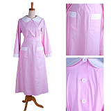 Pink Cotton Vintage Nurse Uniform Dress – Button-Back Hospital Style [G1369]