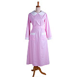 Pink Cotton Vintage Nurse Uniform Dress – Button-Back Hospital Style [G1369]