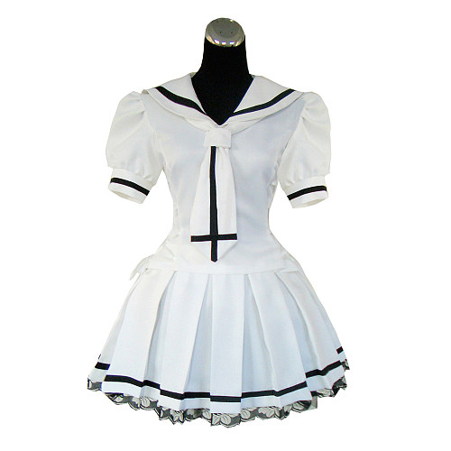 White Gothic Sailor School Uniform with Cross and Lace Trim [G241]