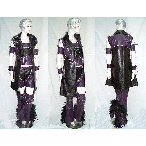 Purple and Black Faux Leather Visual Kei Chain Costume Set [G244]