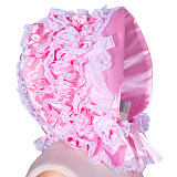 Ruffled Satin Sissy Maid Bonnet with Lace Trim – Pink or Black [B001]