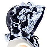 Ruffled Satin Sissy Maid Bonnet with Lace Trim – Pink or Black [B001]