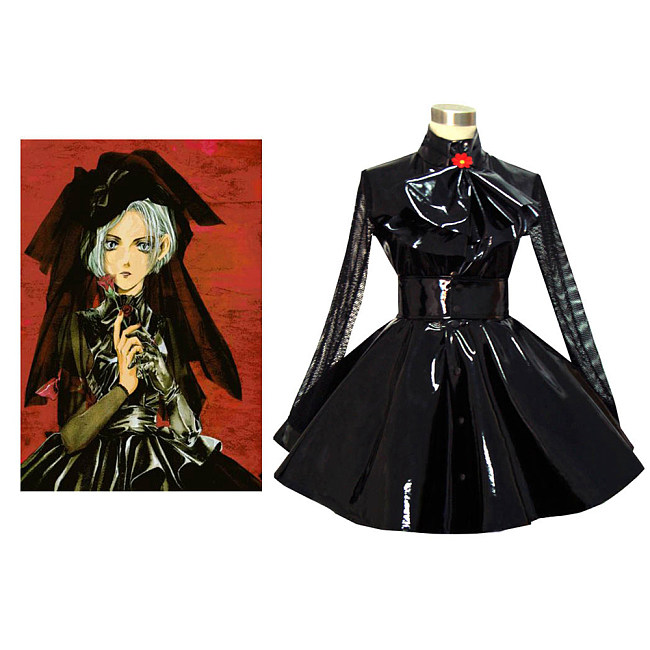 Le Théâtre de A Black Heavy PVC Gothic Cosplay | Lockable Sissy Maid Dress [G310]