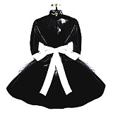 Black and White Heavy PVC Sissy Maid Dress with Fixed Apron – Lockable [G319]