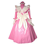 Pink Thin PVC Sissy Maid Dress with White Ruffled Apron – Lockable [G317]