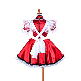 Red Satin Sissy Maid Dress with White Apron and Lace Trim – Lockable [G334]
