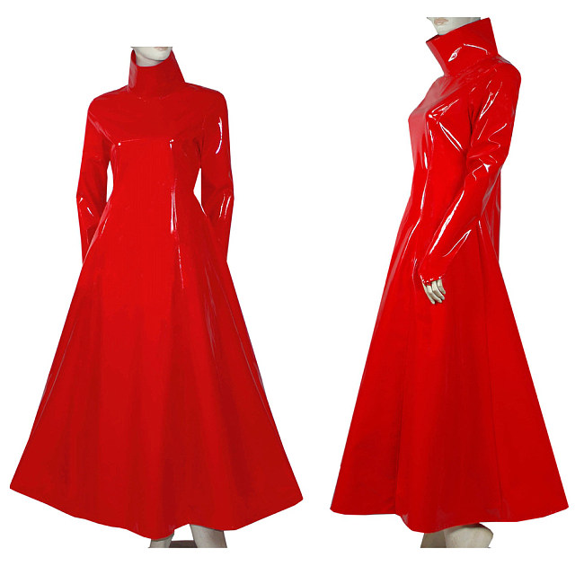 Red Heavy PVC Lockable Full Enclosure Sissy Maid Dress – Crossdressing Fetish Costume [G413]