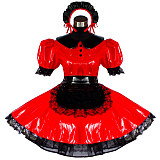 Red and Black Heavy PVC Sissy Maid Dress – Lockable Crossdressing Costume [G400]