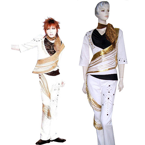 Gothic Handmade White & Gold Visual Kei Cotton Costume [G340]