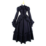 Black Cotton Lockable Sissy Maid Dress – Crossdressing Long Sleeve Gown [G435]