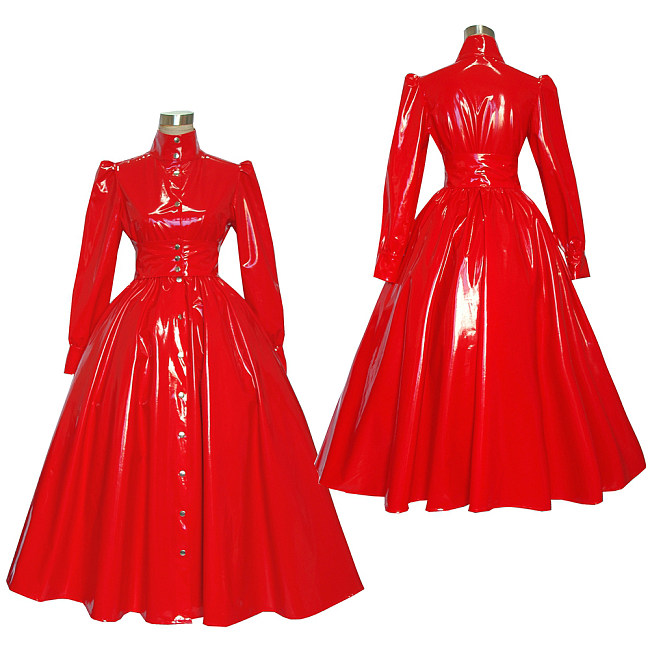 Red Heavy PVC Sissy Maid Dress for Crossdressing [G379]