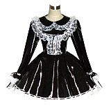 Black Heavy PVC Sissy Maid Dress with White Lace – Lockable [G349]