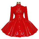 Red Short Heavy PVC Sissy Maid Dress for Crossdressing [G380]