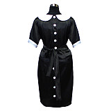 Black Satin Sissy Maid Pencil Dress for Crossdressing [G393]
