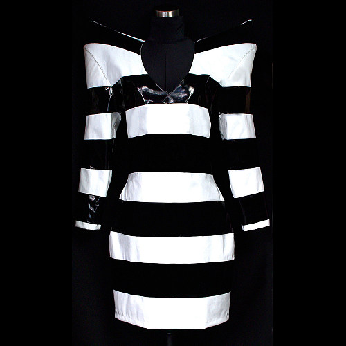 Lady Gaga  Telephone  Black and White Striped Dress – Heavy PVC Fabric [G460]