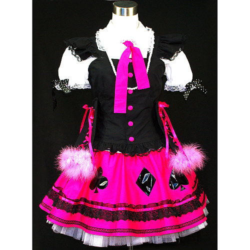 Handmade An Cafe Bou Pink & Black Cotton Visual Kei Dress [G451]