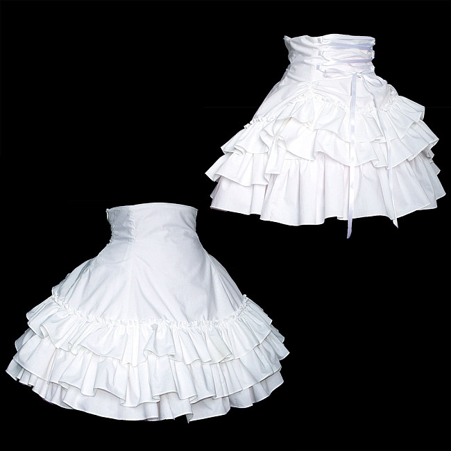 White Cotton Ruffle Sissy Maid Crossdressing Skirt [G506]