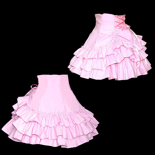 Pink Cotton Ruffled Crossdressing Sissy Maid Skirt [G505]