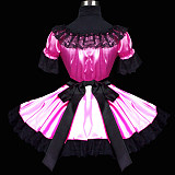 Pink and Black Satin Sissy Maid Dress – Lockable Crossdressing Costume [G478]