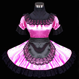 Pink and Black Satin Sissy Maid Dress – Lockable Crossdressing Costume [G478]