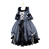 Striped Cotton Ruffle Victorian Medieval Gown Set – Crossdressing Dress [G572]