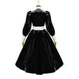 Black & White Heavy PVC Sissy Maid Dress – Full-Length Glossy Crossdressing Uniform [G585]